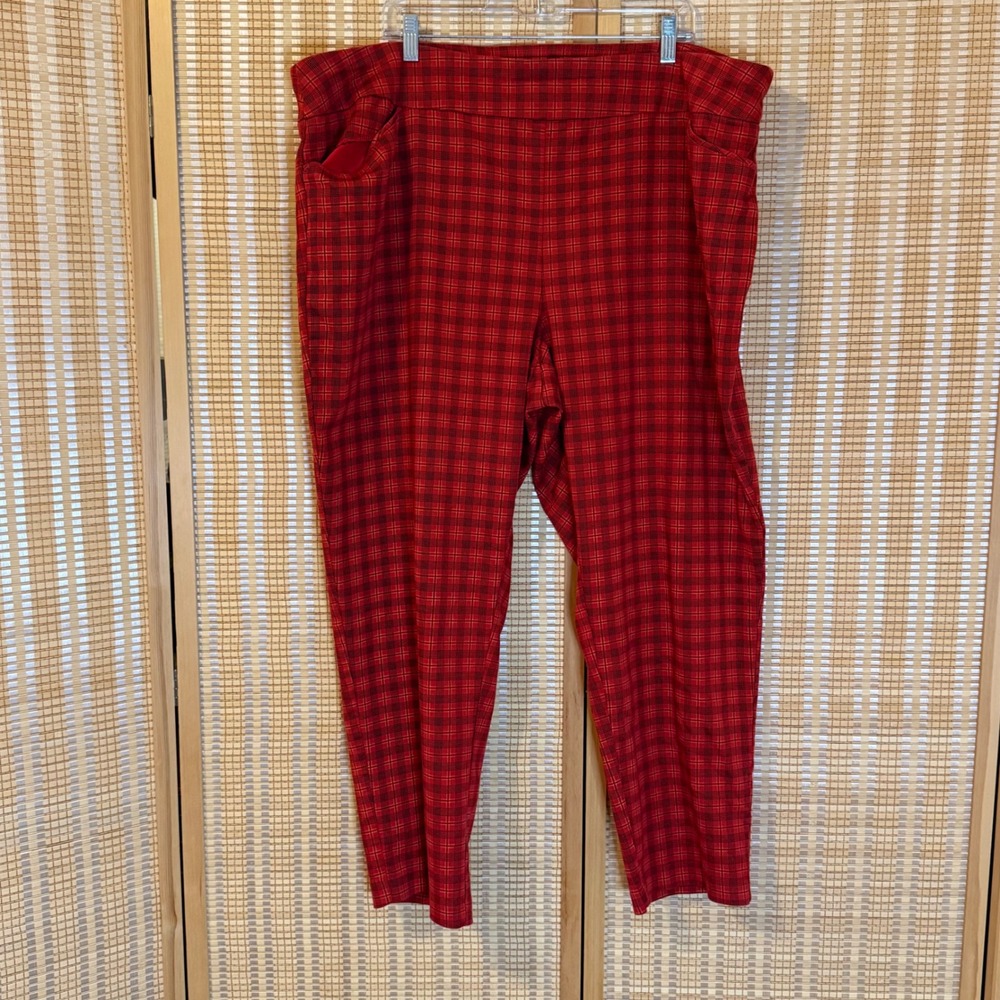 Croft & Barrow Effortless Stretch Pants Red Plaid Pull On Plus 24W Streetwear